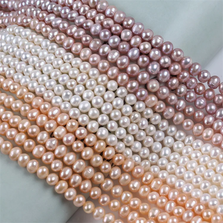 

6-7mm white pink purple freshwater potato shape beads pearl strand for jewelry making