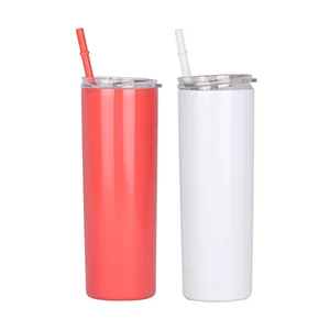 Image of Wholesale Personalized Bridesmaid 20oz Stainless Steel Skinny Tumbler With Straw