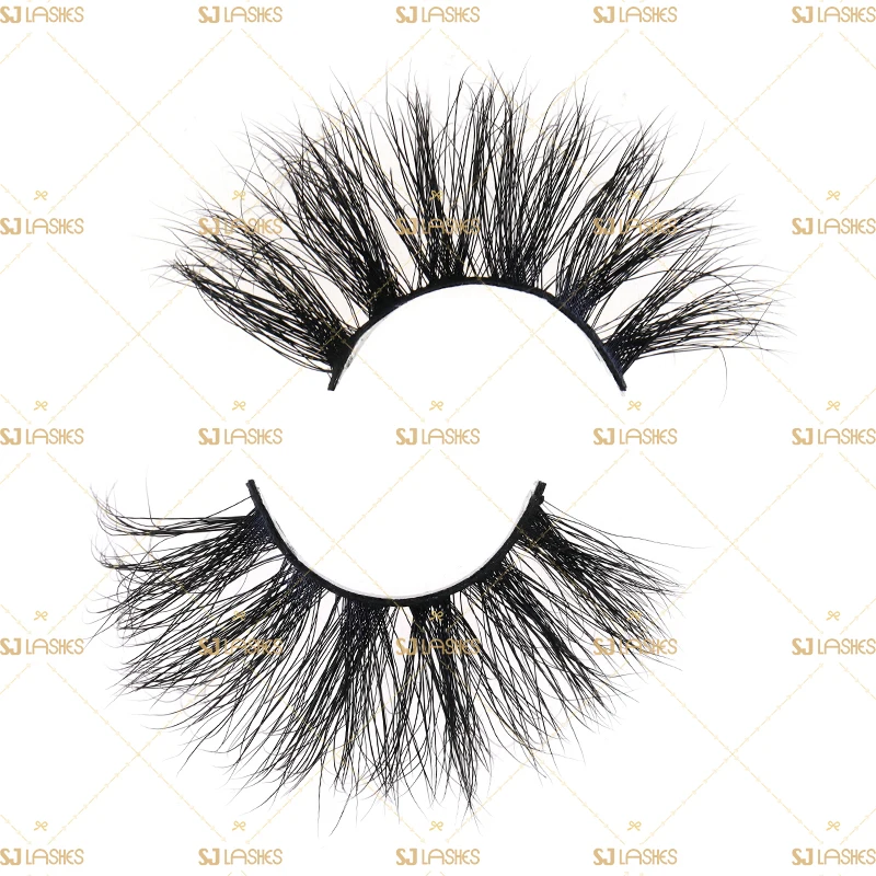 Wholesale Black Cotton Band Hand Made Luxury 3d mink lashes 25mm long strip  Lashes