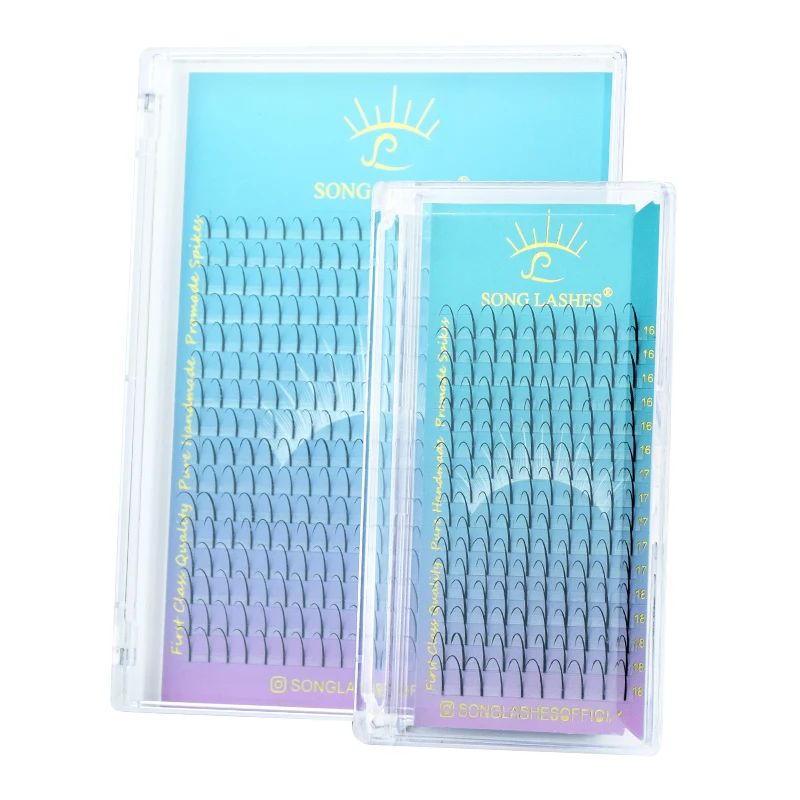 

song lashes top quality Korean PBT 16 rows Wispy Spikes Lashes Eyelash extension, Matte black