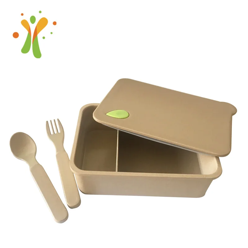 

Reusable kids bamboo fiber rice husk biodegradable bento box lunch boxes, Rice husk natural color