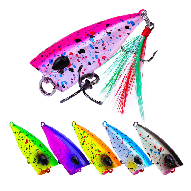 

6 colors popaluya bait 4.3cm plastic hard bait 4g with feathers bionic fake bait