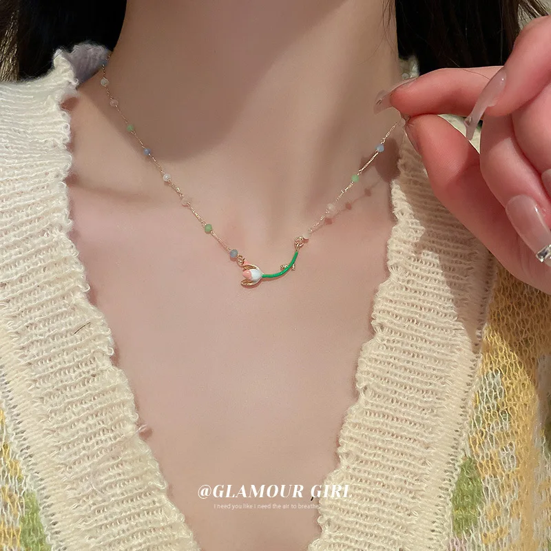 

fashion flower pendant color bead necklace