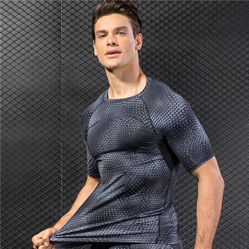 

Men Fitness Plus Size T Shirt Athletic Short Sleeve Compression Shirts