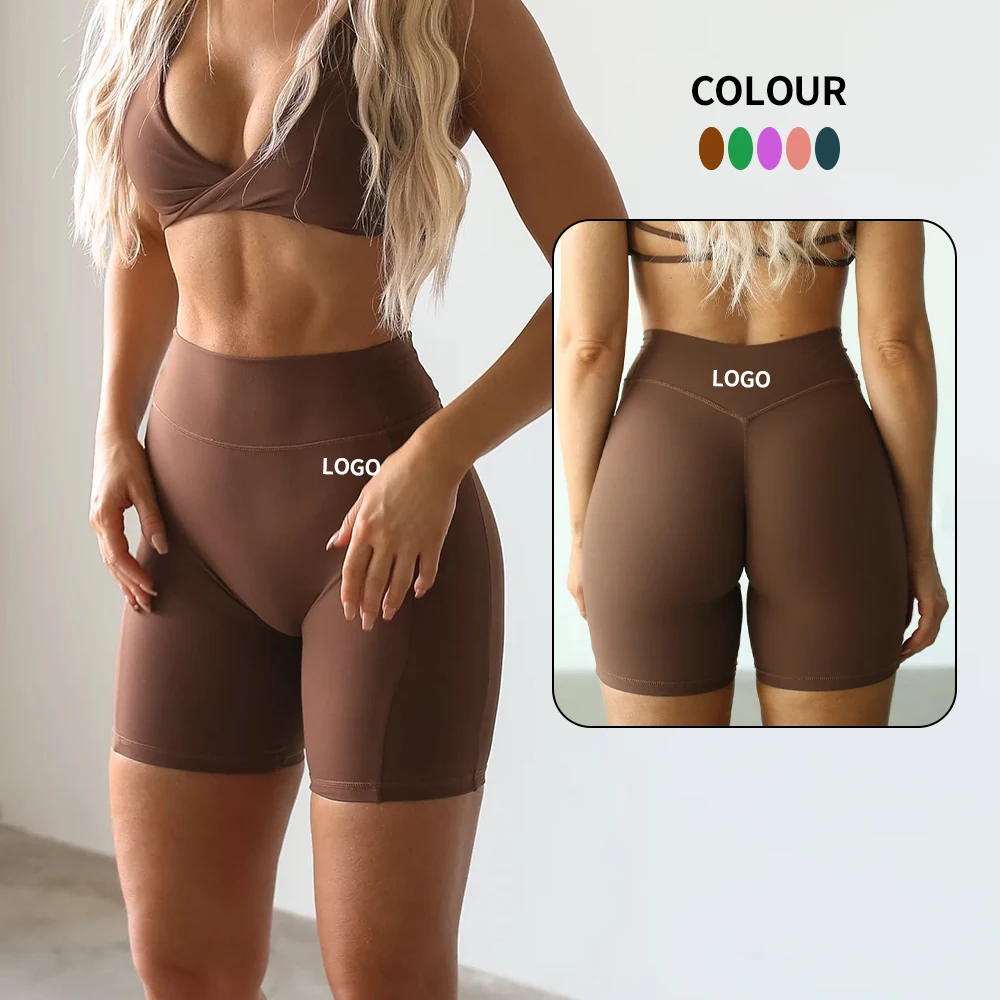 

MIQI Custom Logo Spandex High Waisted Yoga Shorts Active Wear Womens Workout Gym Shorts With Pockets