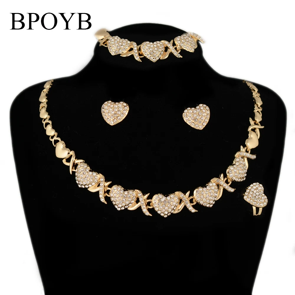 

BPOYB Beads Bridal Elegant Heart Xoxo Nigerian Samoa Hawaiian African Jeweries Earring Sets For Women Gift Wedding Jewelry Sets