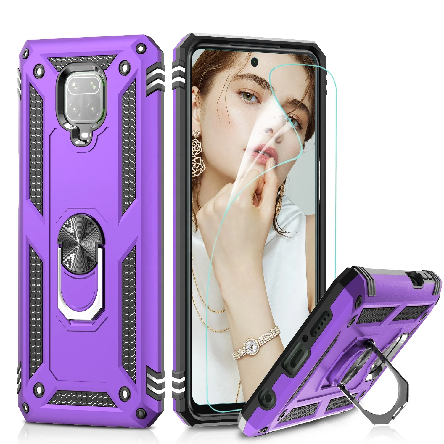 

LeYi Shockproof Magnetic 360 Degree Rotating Metal Ring Holder case For Xiaomi Redmi note 9S 10s 10 11 9 5g pro Cases, Colors optional