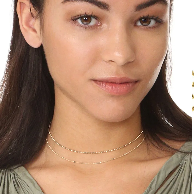 Joolim Jewelry Gold Plated Double-layer Beads Choker Necklace Stainless Steel Jewelry Wholesale