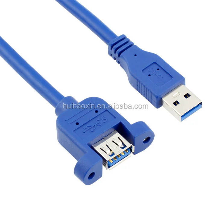 

china factory cheap OEM 30cm usb 3.0 cable usb type a male to usb 3.0 female panel mount cable with screw for motherboard, Black or oem