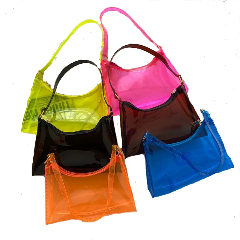 

Wholesale Small Bags Women Hand Bags 2021 Summer New Style Korean Version Fashion Pvc Chain Casual One-shoulder Armpit Bag, 6colors