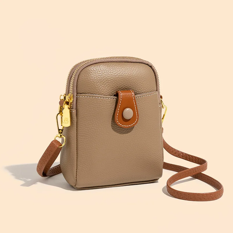 

2022 New fashion first layer cowhide women's bag messenger small bag casual multifunctional coin purse phone bag, White,khaki,green,black