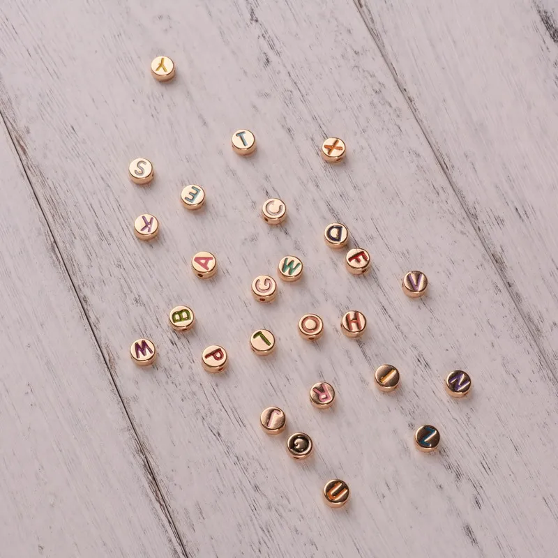 

Hot sale enamel colorful beads fashion customizable letter beads
