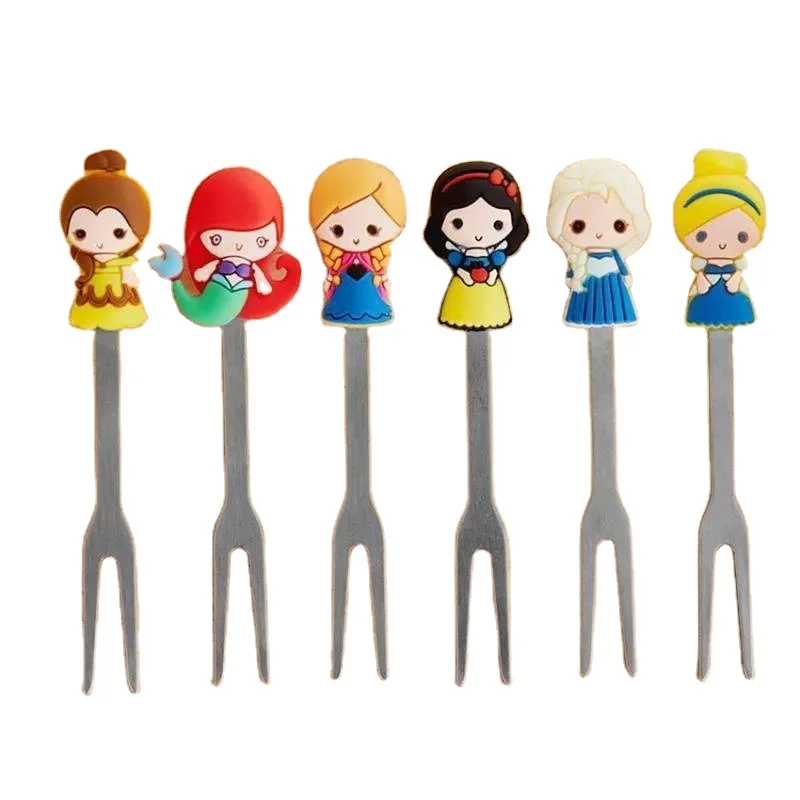 

Animal Farm cute mini bento sign children's cartoon fruit fork set creative plastic bento decorative signs stainless steel fork, Silver or gold or black