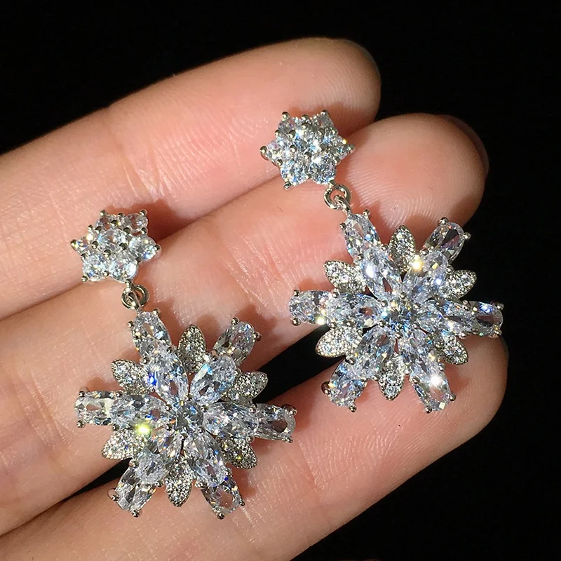 

New Luxury Flower Ear Stud Earrings For Women Lady Party Gift Jewelry Wholesale, Customized color
