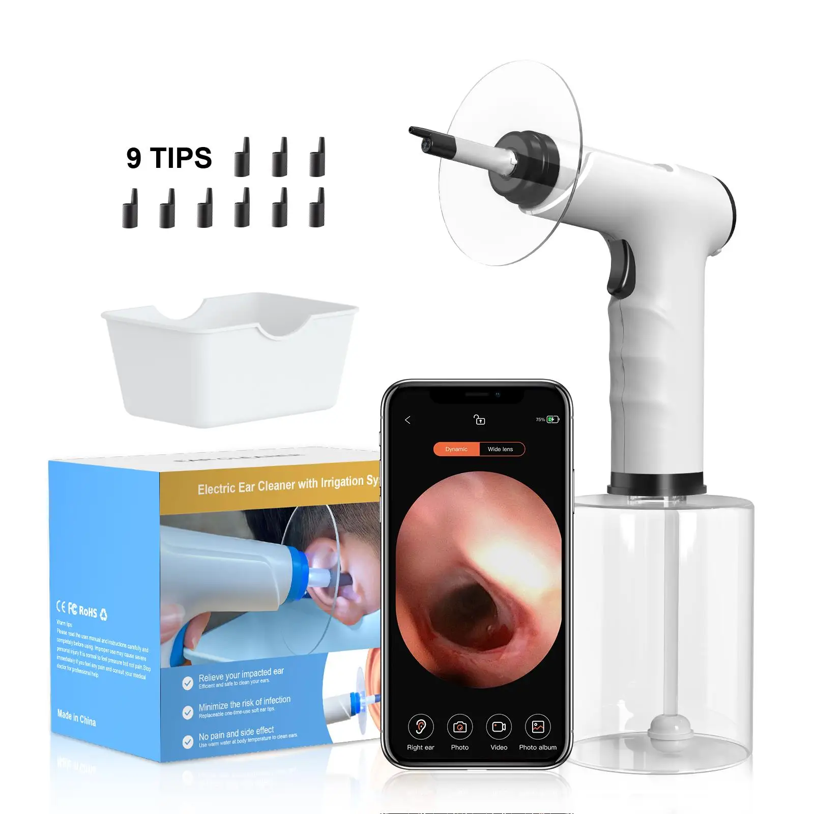 

W50 Factory Sell 2MP Visual Ear Wax Removal Ear Cleaning Kit Irrigation Electron Visible Ear Washing Machine