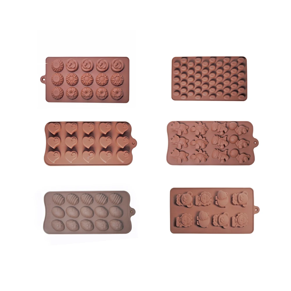 

Amazon Hot Sale Rectangle Break-Apart Cookie and Cake Mould Silicone Chocolate Mold, Brick red