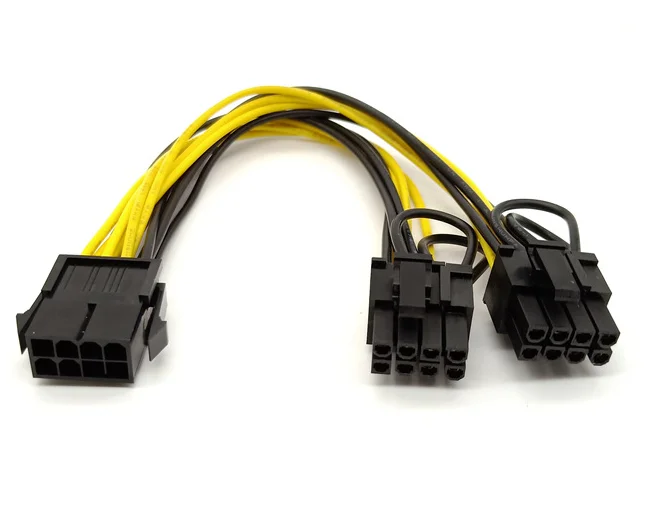 

PCIE 8 Pin to Dual 8 (6+2) Pin splitter Ethereum mining Graphics Card power cable, Yellow+black