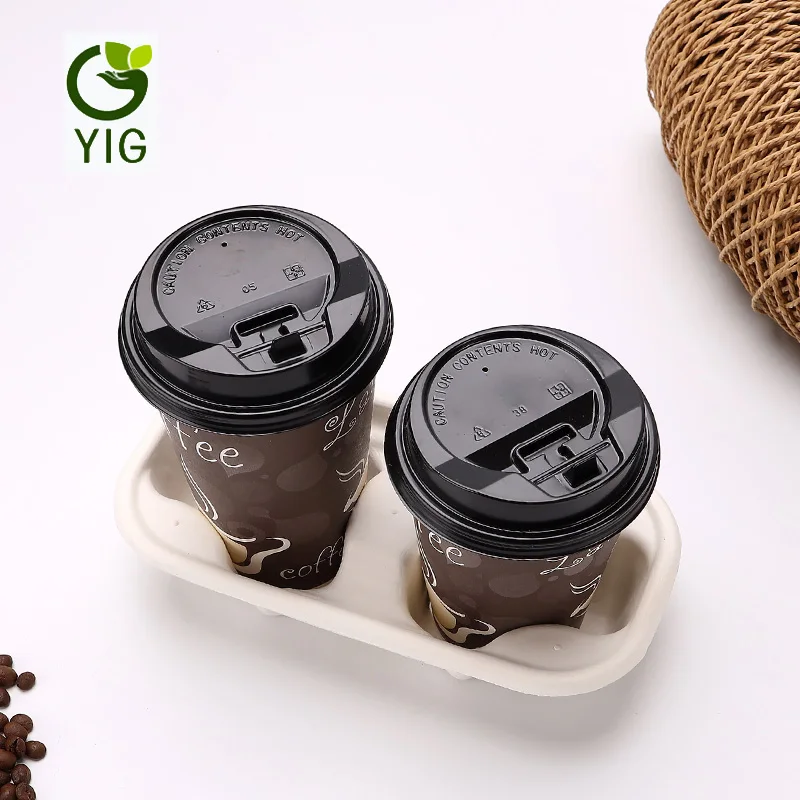 
Pulp paper biodegradable coffee cup holder tray 