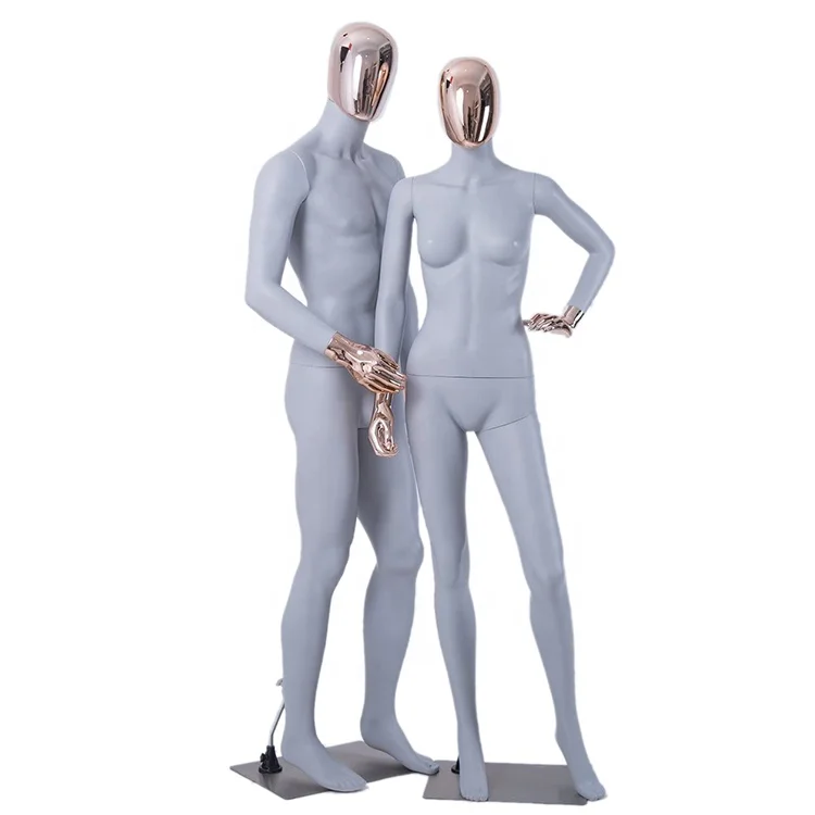 

FP-Gray Hot Sale Plastic Manican Woman, Whole Body Man Manicans for Clothes, Matt gray, head & hands with chrome finish