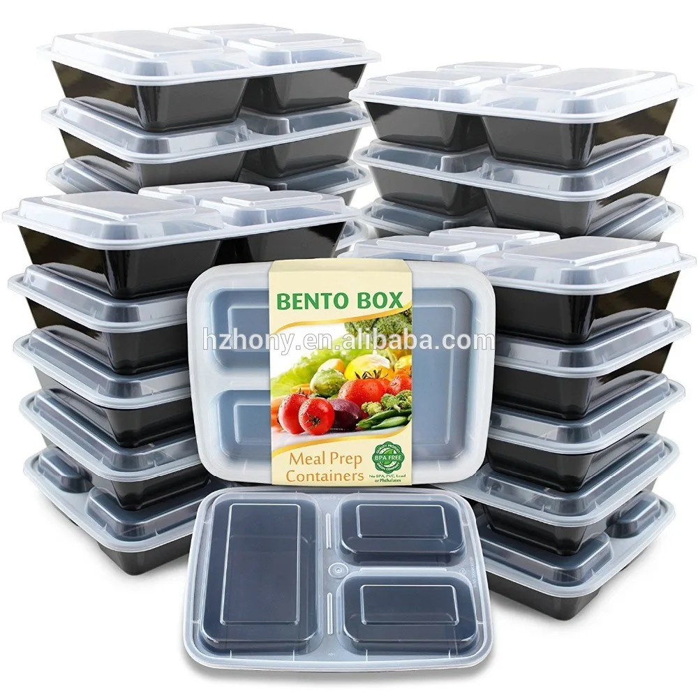 

Stackable Meal Prep Containers 3 Compartment with Lids Food Storage Bento Box thermal plastic food disposable container, Customized color