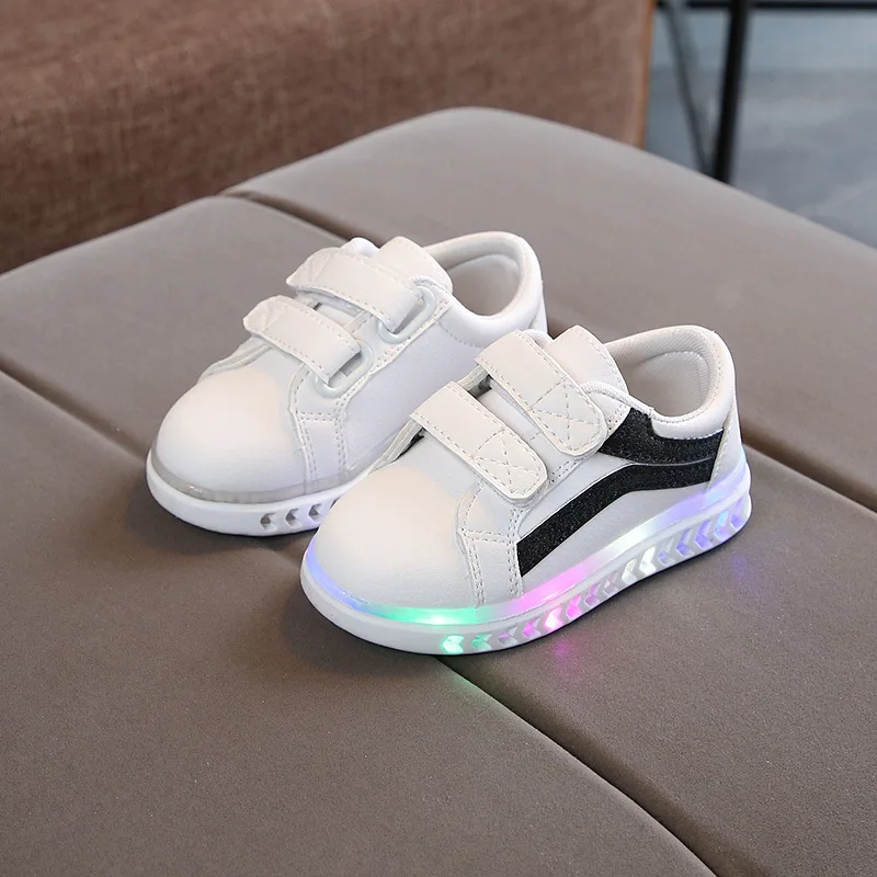 

Black And White Sport Led Toddler Infant Led Flashing Light Baby Shoes With Light For 2 Years Old Baby Boy