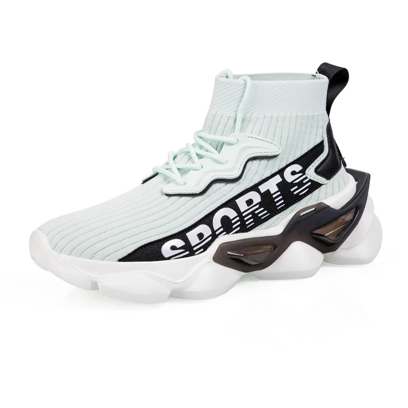 

High-quality new trend all-match socks shoes casual sports high-top breathable fly woven mesh outdoor running shoes, Picture shows