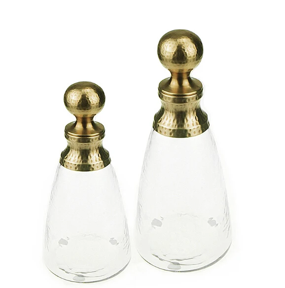 

Handmade Home Decor Luxury Accessories Glass Jar Table Top Storage Jar With Metal Brass Lid, Clear