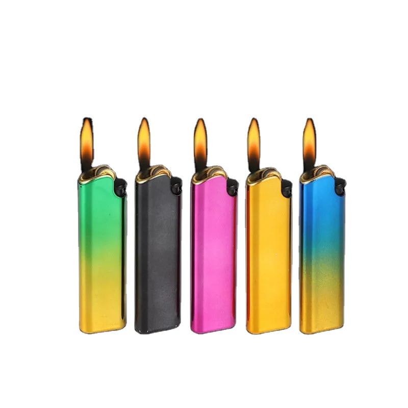 

Custom printed mini disposable electronic gas flame cigarette lighter and cheap flint metal lighters, Customized color