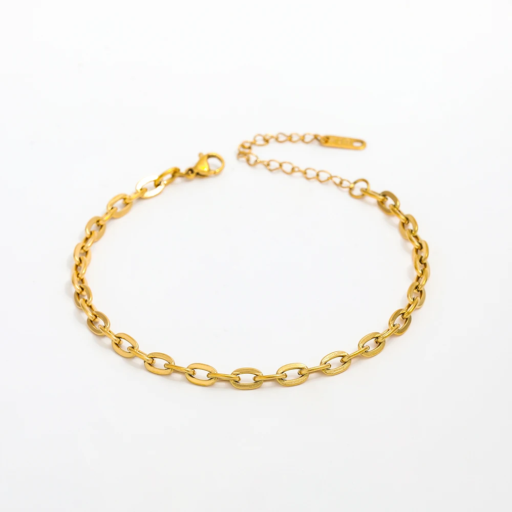 High End PVD 18K Gold Plated Link Chain Fashion Anklets Stainless Steel Jewelry