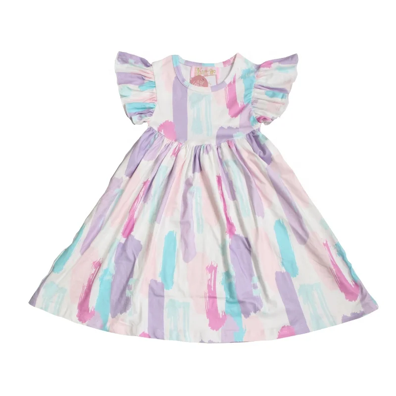

Girls Spring Sleeveless Floral Print Sun Dress Baby Girl Adorable Summer Pearls Tunic Dress, Customized color