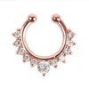 Crystal Fashion Clicker Fake Septum for Women Body Clip Hoop Vintage Fake Nose Ring Faux Piercing Body Jewelry