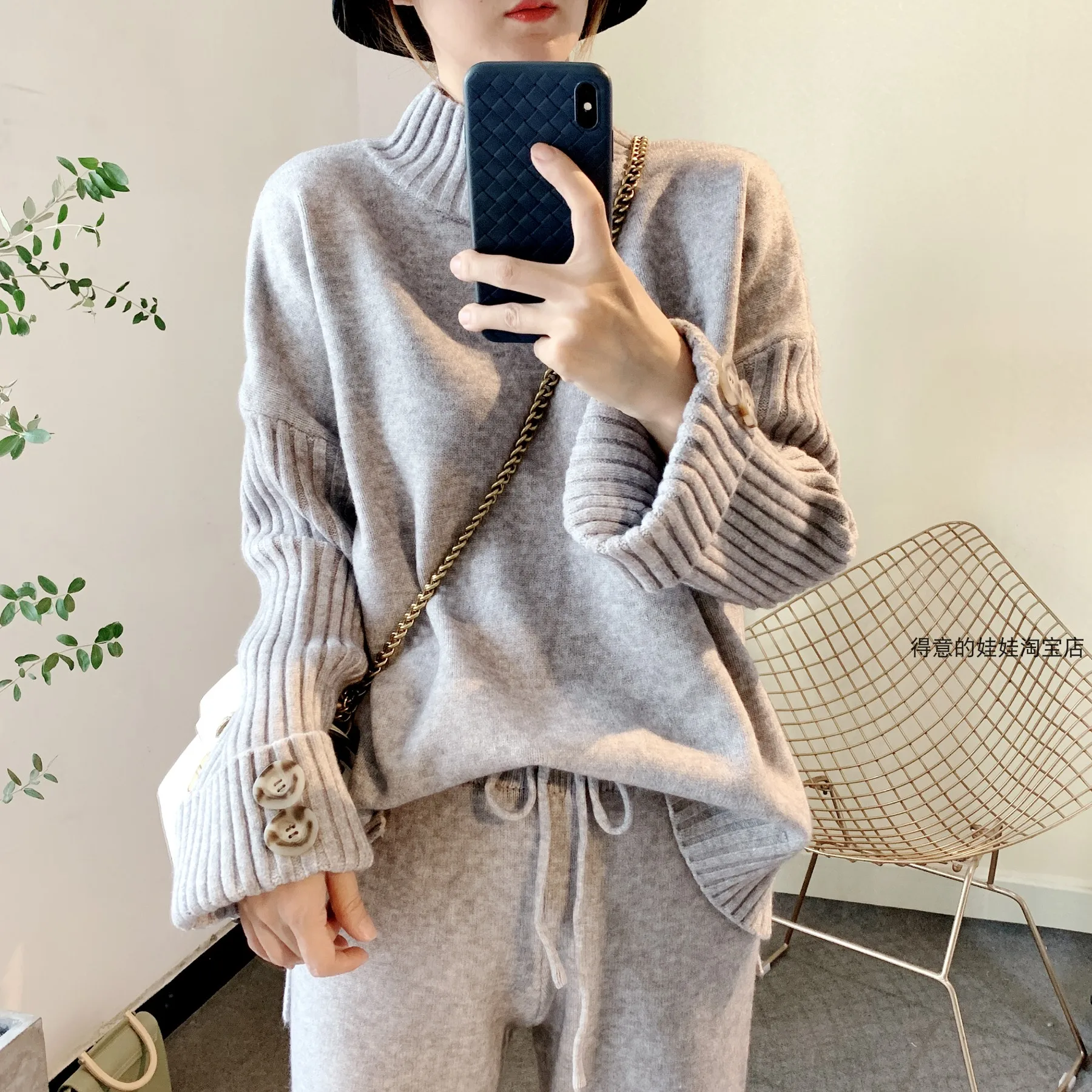 

high fashion plus size turtleneck knitted sweaters ladies sweater sportswear suit