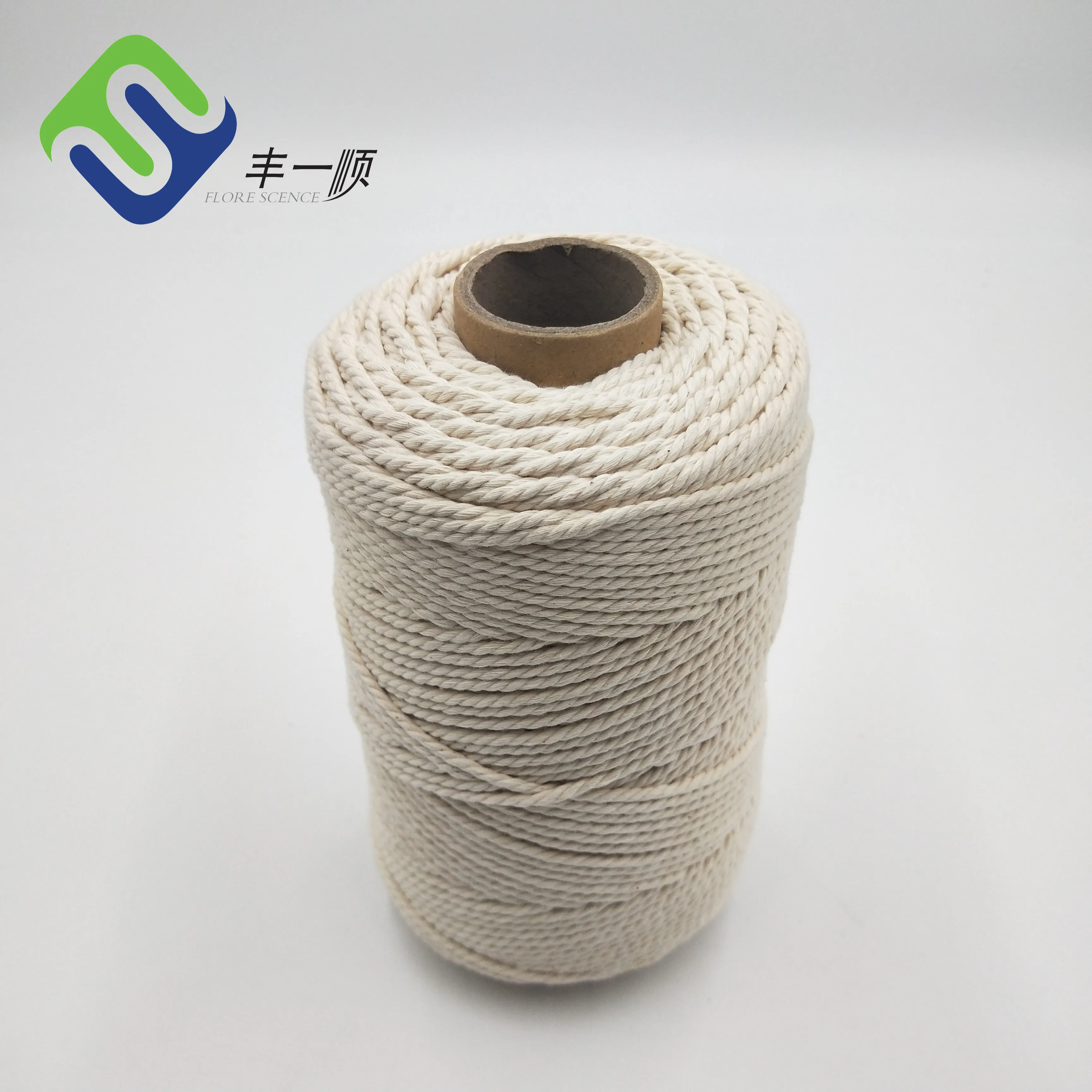 3 Strands Pure Cotton Twisted Macrame Cord/Rope 2mmx200m Hot Sale