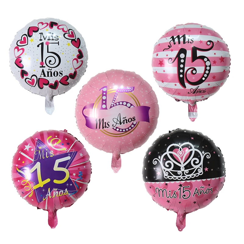 

18 Inch Round Star My Fifteen Year Old Pink Girl 15 Years Old Birthday Party Decoration Mis Quince Aluminum Foil Balloon