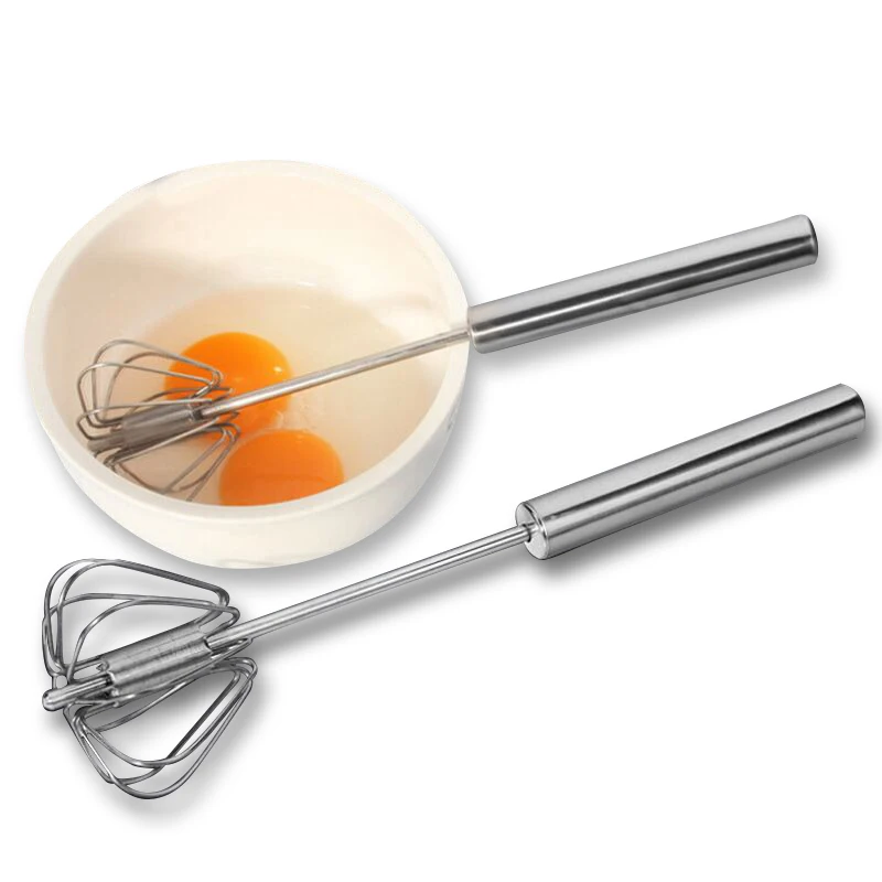 12 Inch Stainless Steel Semi-automatic Eggbeater Rotating Egg Mixer Whisk Press Type Egg Beater