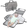 Travel foldable waterproof diaper changing mat with built-in pillow portable changing pad