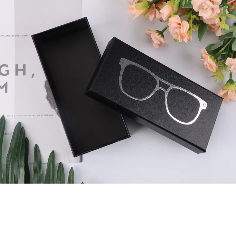 

Custom Logo Fashion Eyewear Set Bag Gift Anti Blue Eyeglasses Optical Glasses Case Packing Folding Boxes, Black