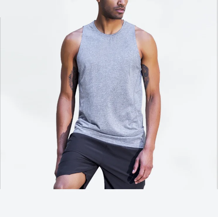 

Wholesale Polyester Quick Dry Breathable Fitness Plain Men Gym Wear Boy's Tank Tops, 2colors in stock