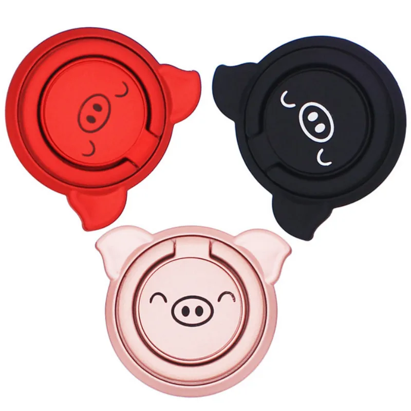 

Cartoon Pig Spin Rotatable Thin Magnet Finger Ring Mobile Metal Holder Magnetic Smartphone Stand for IPhone All Phone