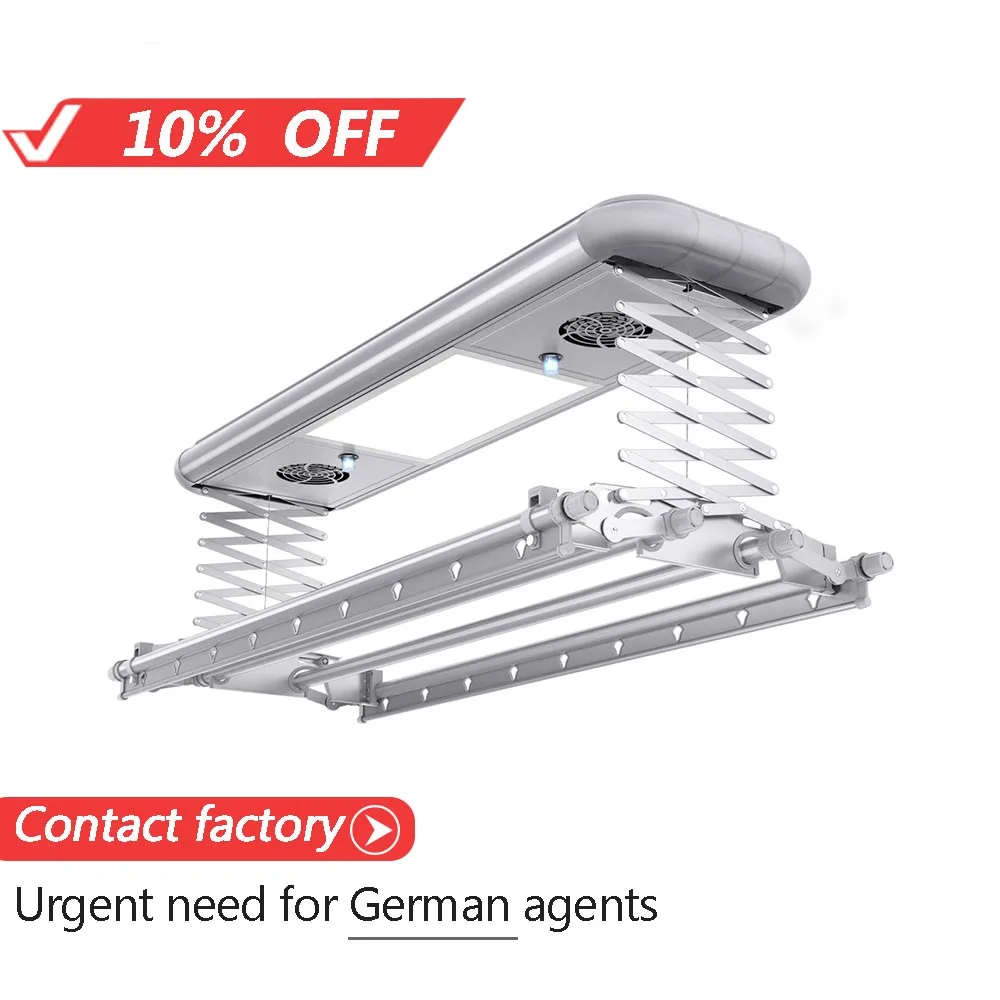 

Automatic electric smart metal laundry cloth hanger aluminum clothes rack hanger, Silver