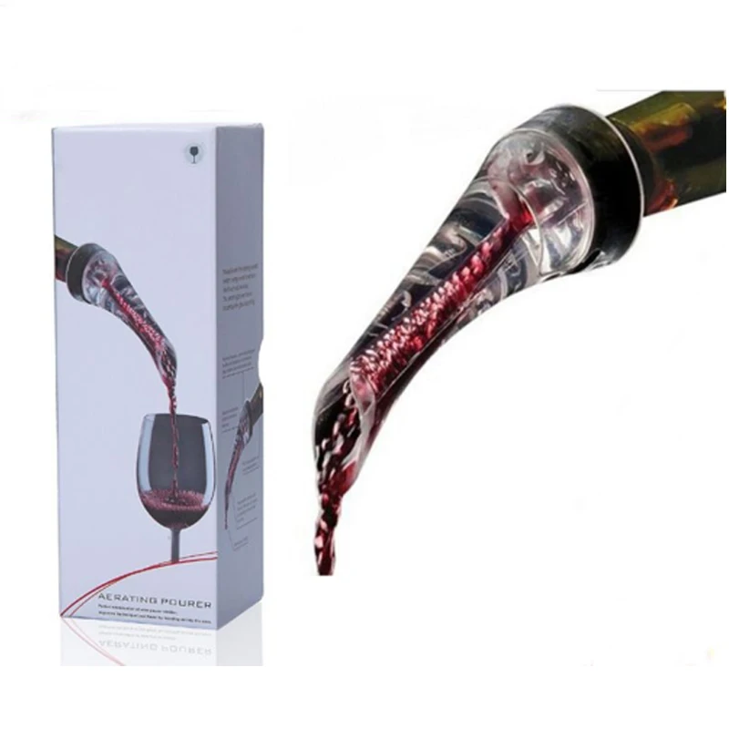 

Muti Function glass wine decanter glass crystal set built-in aerator Portable Sized Red Wine Aerator And Pourer wholesale, Black