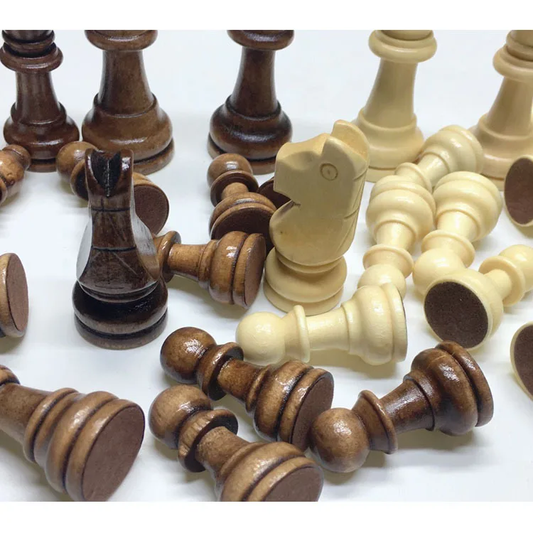 

CHRT Handmade Child Gift Classic Educational Chess Games 32pcs Chess Set Wooden Chess Pieces Wooden, Wooden color