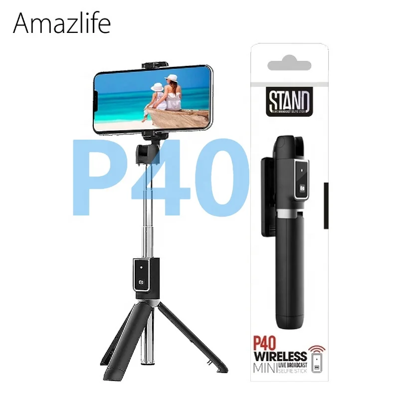 

Amazlife P40 Cell Phone Wireless Monopod Tripod Selfie Stick with Bluetooths Remote for iPhone Android Smartphone