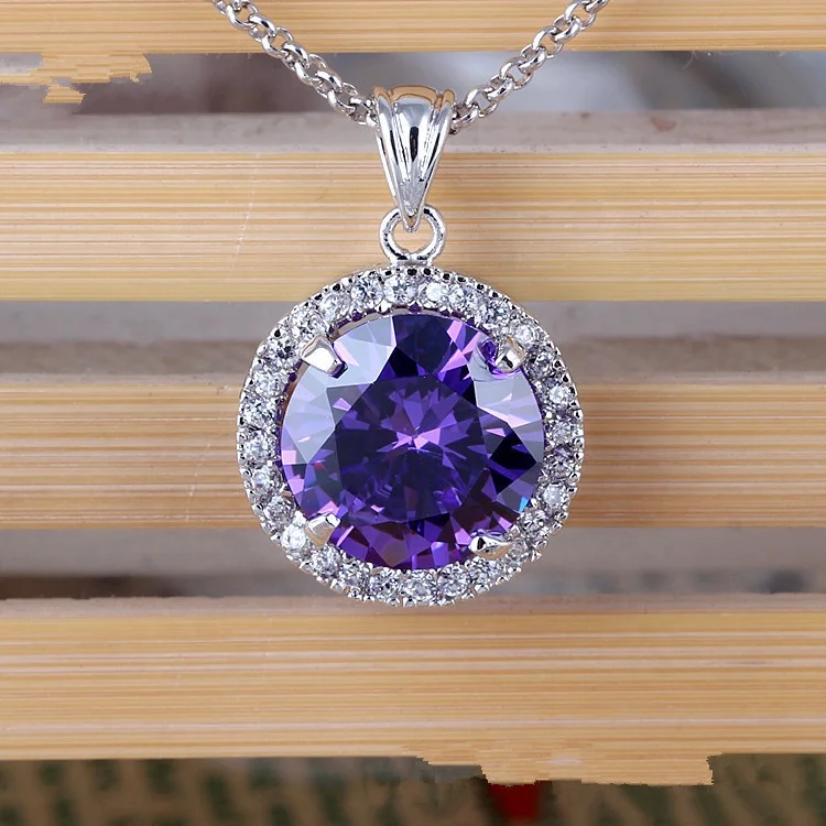 

High Quality Zircon Micro Inlay Round Pendant Necklace Women Luxury Jewelry Gifts, Customized color