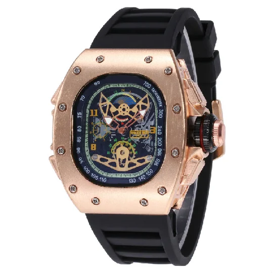 

2021 Latest custom logo luxury watch 3color Black Rubber Watch, 3 colors