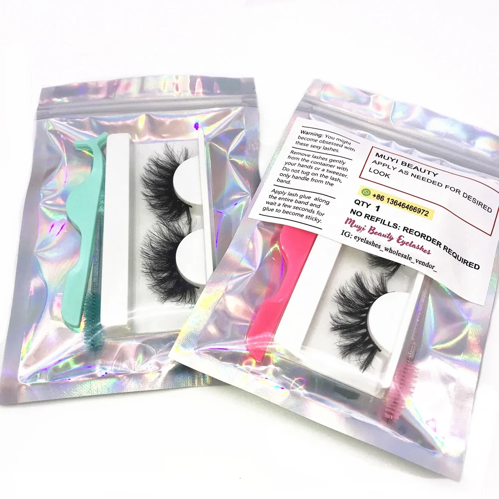 

Silk Lashes Vegan Synthic Hair Faux 3D Mink Eyelashes Lash Vendor Wholesale Eyelashes Private Label With Holographic Bag
