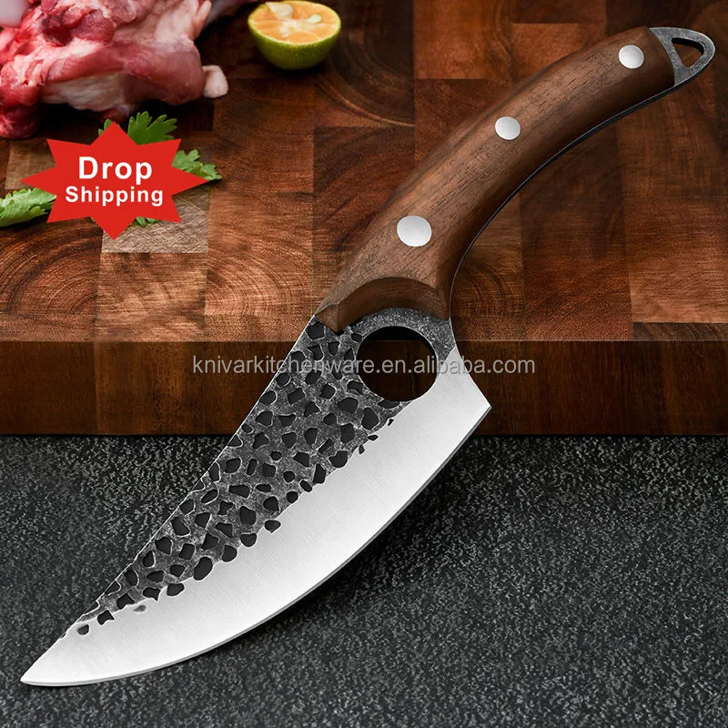 

Newest 6 inch Full Tang Forged handmade forged rose wood handle Slaughter chopping kitchen utensils butcher cleaver Chef knife, Silver