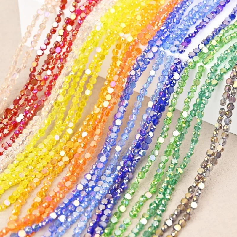 

Ready to ship new design 4mm 6mm Round flat glass crystal beads AB color plating For Diy jewelry making