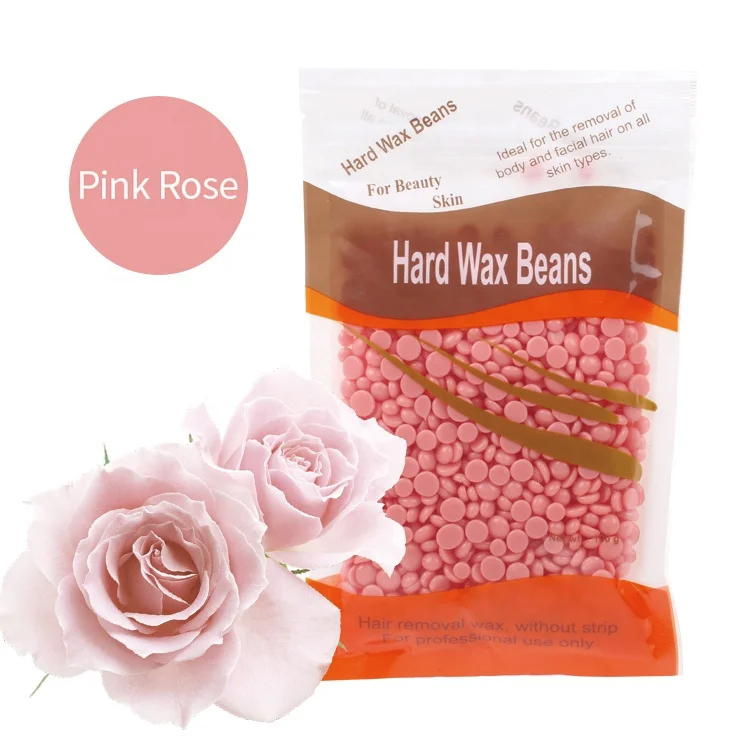 

100g Pink Rose European Hard Wax Beans Deep Hair Removal depilatory hot wax beans for body depilatory