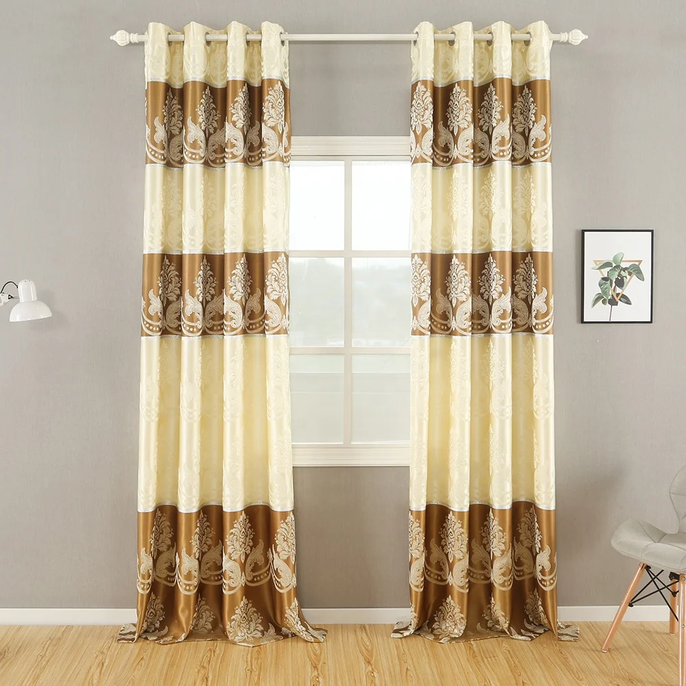 

Design Ready Made Blackout Curtain Window Hot Sale Jacquard Living Room Flat Window Hotel Office High Shading(70%-90%) Insulated